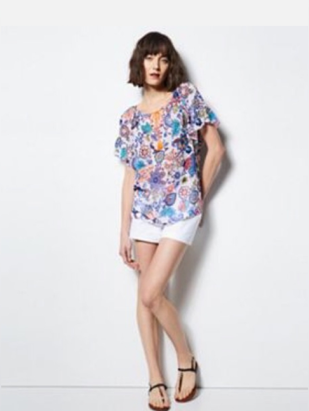 Milly for Design Nation Women's Size Large floral peasant top Cottagecore Hippie
